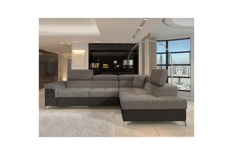 Hörnsoffa Eltap Eridano 275x202x88 cm - Berlin 01, Mjuk 11, Grå, Svart, Höger - Möbler - Soffa - Bäddsoffa