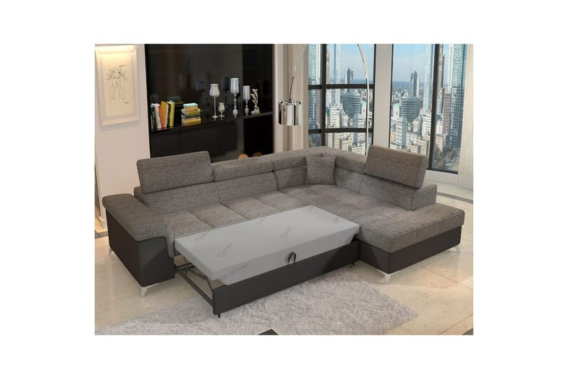 Hörnsoffa Eltap Eridano 275x202x88 cm - Berlin 01, Mjuk 11, Grå, Svart, Höger - Möbler - Soffa - Bäddsoffa