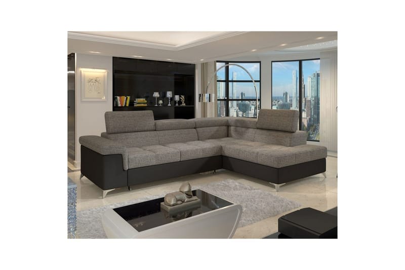 Hörnsoffa Eltap Eridano 275x202x88 cm - Berlin 01, Mjuk 11, Grå, Svart, Höger - Möbler - Soffa - Bäddsoffa