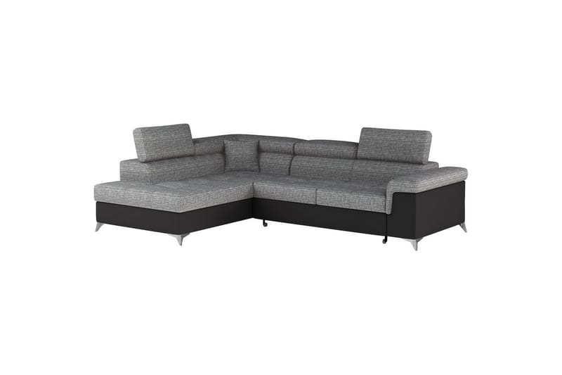 Hörnsoffa Eltap Eridano 275x202x88 cm - Berlin 01, Mjuk 11, Grå, Svart, Vänster - Möbler - Soffa - Bäddsoffa