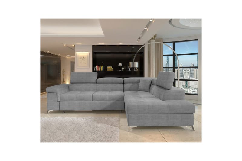 Hörnsoffa Eltap Eridano 275x202x88 cm - Manhattan 03, Ljusgrå, Höger - Möbler - Soffa - Bäddsoffa