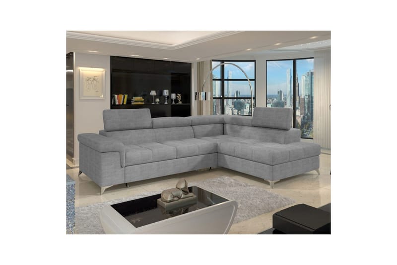 Hörnsoffa Eltap Eridano 275x202x88 cm - Manhattan 03, Ljusgrå, Höger - Möbler - Soffa - Bäddsoffa
