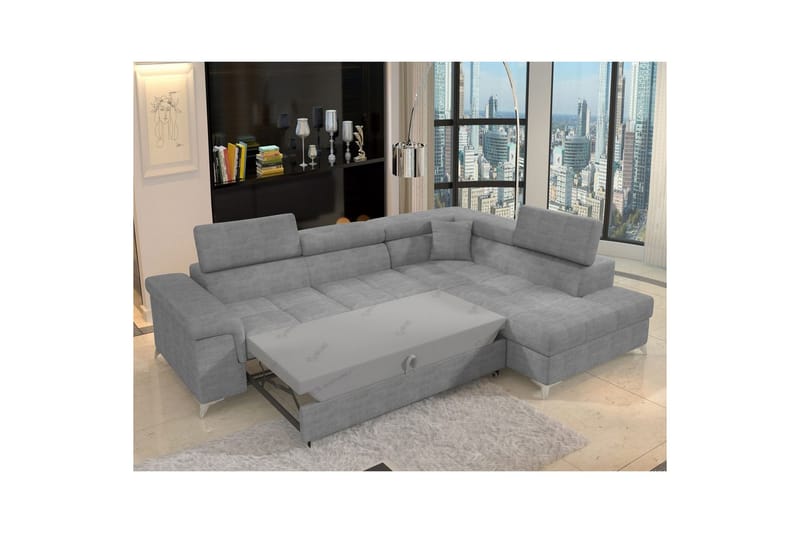 Hörnsoffa Eltap Eridano 275x202x88 cm - Manhattan 03, Ljusgrå, Höger - Möbler - Soffa - Bäddsoffa