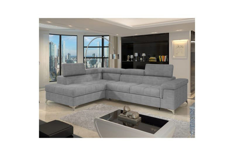 Hörnsoffa Eltap Eridano 275x202x88 cm - Manhattan 03, Ljusgrå, Vänster - Möbler - Soffa - Bäddsoffa