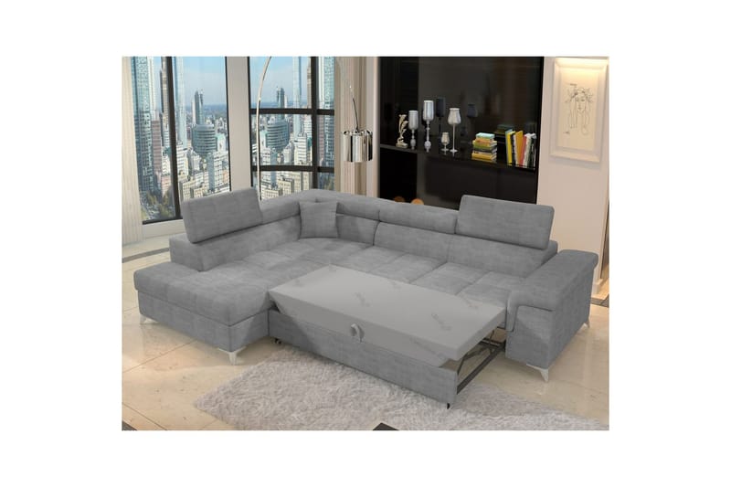 Hörnsoffa Eltap Eridano 275x202x88 cm - Manhattan 03, Ljusgrå, Vänster - Möbler - Soffa - Bäddsoffa