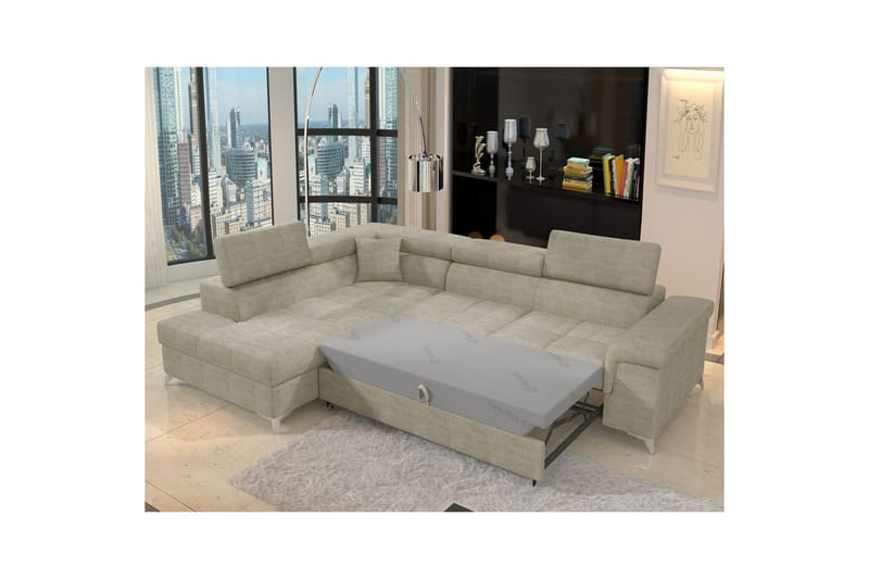 Hörnsoffa Eltap Eridano 275x202x88 cm - Manhattan 20, Mörkbeige, Vänster - Möbler - Soffa - Bäddsoffa