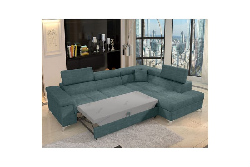 Hörnsoffa Eltap Eridano 275x202x88 cm - Manhattan 38, Grön, Höger - Möbler - Soffa - Bäddsoffa