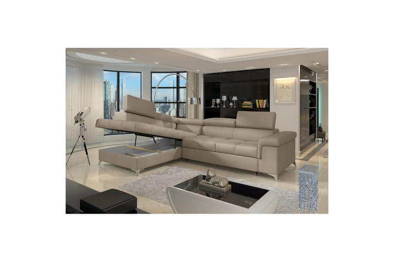 Hörnsoffa Eltap Eridano 275x202x88 cm - Monolith 09, Mörkbeige, Vänster - Möbler - Soffa - Bäddsoffa