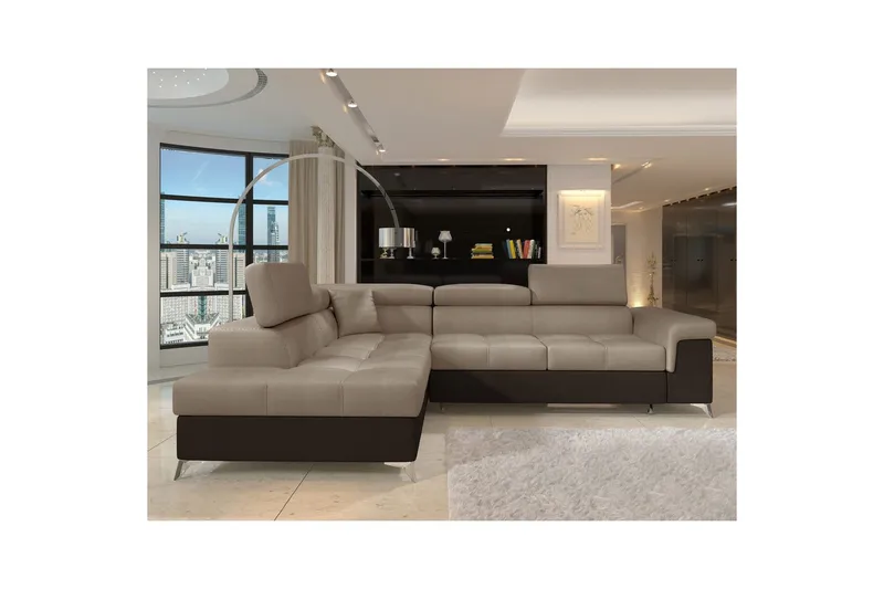 Hörnsoffa Eltap Eridano 275x202x88 cm - Monolith 09, Monolith 29, Mörkbeige, Brun, Höger - Möbler - Soffa - Bäddsoffa