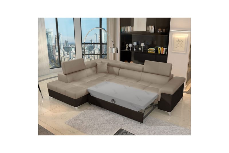 Hörnsoffa Eltap Eridano 275x202x88 cm - Monolith 09, Monolith 29, Mörkbeige, Brun, Höger - Möbler - Soffa - Bäddsoffa