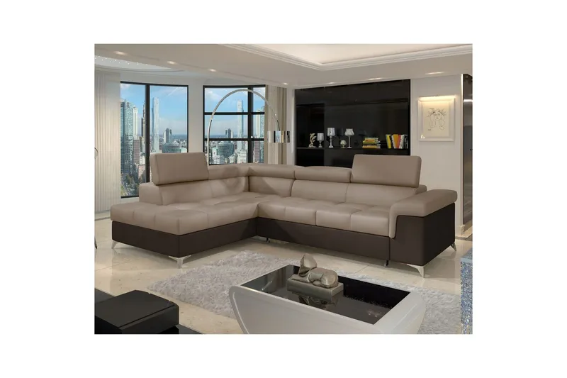 Hörnsoffa Eltap Eridano 275x202x88 cm - Monolith 09, Monolith 29, Mörkbeige, Brun, Höger - Möbler - Soffa - Bäddsoffa