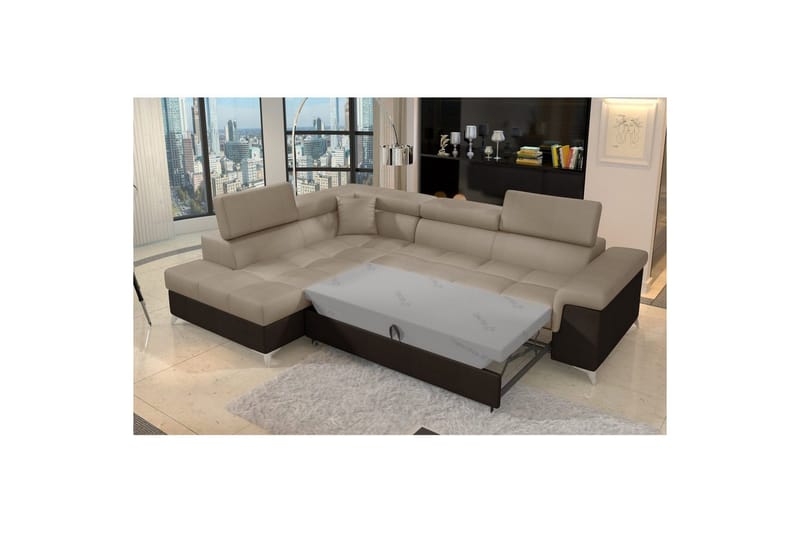 Hörnsoffa Eltap Eridano 275x202x88 cm - Monolith 09, Monolith 29, Mörkbeige, Brun, Vänster - Möbler - Soffa - Bäddsoffa