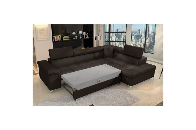 Hörnsoffa Eltap Eridano 275x202x88 cm - Monolith 29, Mörkbrun, Höger - Möbler - Soffa - Bäddsoffa