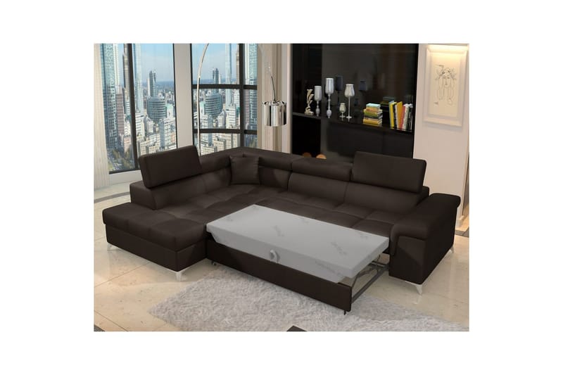 Hörnsoffa Eltap Eridano 275x202x88 cm - Monolith 29, Mörkbrun, Vänster - Möbler - Soffa - Bäddsoffa