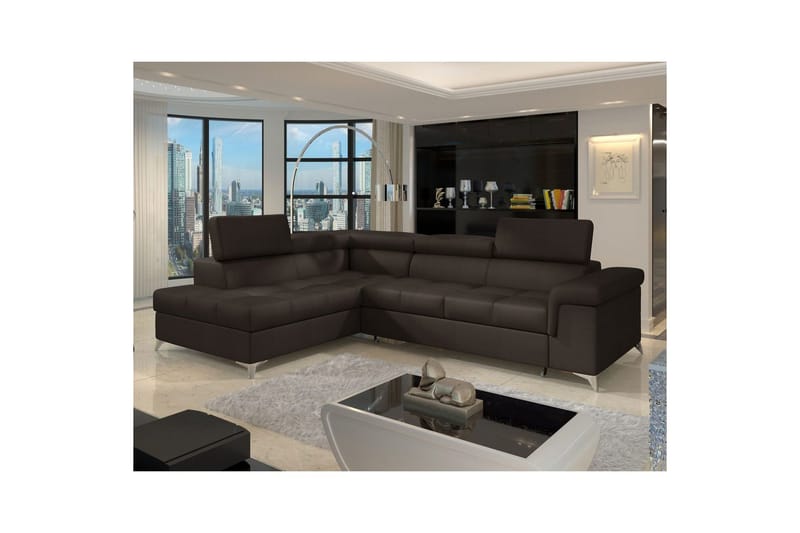 Hörnsoffa Eltap Eridano 275x202x88 cm - Monolith 29, Mörkbrun, Vänster - Möbler - Soffa - Bäddsoffa