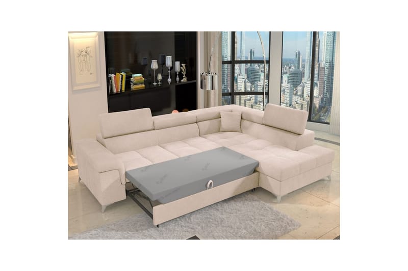 Hörnsoffa Eltap Eridano 275x202x88 cm - Raquel 18, Beige, Höger - Möbler - Soffa - Bäddsoffa