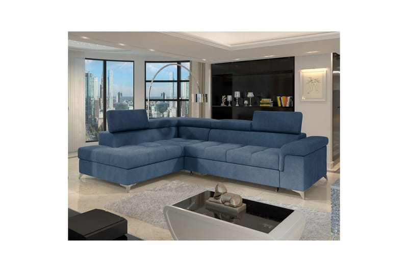 Hörnsoffa Eltap Eridano 275x202x88 cm - Raquel 40, Blå, Vänster - Möbler - Soffa - Bäddsoffa