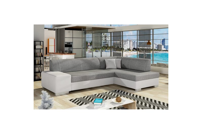 Hörnsoffa Eltap Fabio 268x167x73 cm - Sawana 05, Soft 17, Grå, Vit, Höger - Möbler - Soffa - Bäddsoffa