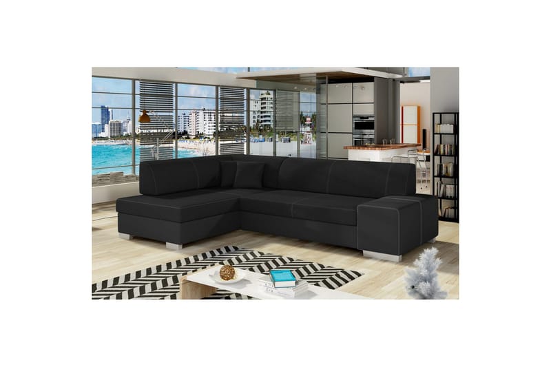 Hörnsoffa Eltap Fabio 268x167x73 cm, Sawana 14, Soft 11, Svart, Svart, Vänster
