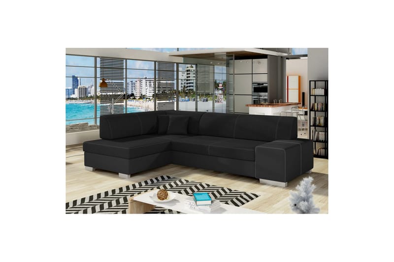 Hörnsoffa Eltap Fabio 268x167x73 cm - Sawana 14, Soft 11, Svart, Svart, Vänster - Möbler - Soffa - Bäddsoffa