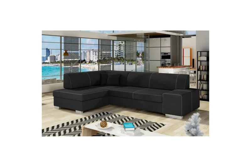 Hörnsoffa Eltap Fabio 268x167x73 cm, Sawana 14, Svart, Vänster