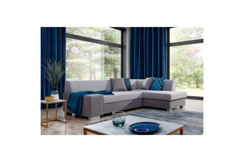 Hörnsoffa Eltap Fabio 268x167x73 cm - Sawana 21, Sawana 05, Grå, Höger - Möbler - Soffa - Bäddsoffa