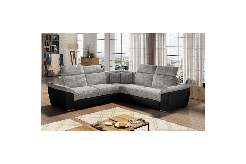 Hörnsoffa Eltap Federico 266x102x266 cm - Berlin 01, Mjuk 11, Grå, Universell - Möbler - Soffa - Skinnsoffor