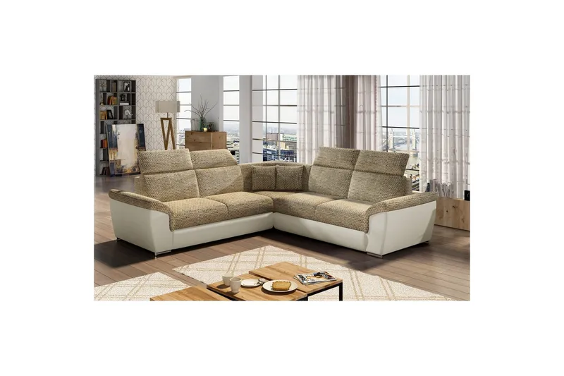 Hörnsoffa Eltap Federico 266x102x266 cm - Berlin 03, Mjuk 33, Beige, Universell - Möbler - Soffa - Skinnsoffor