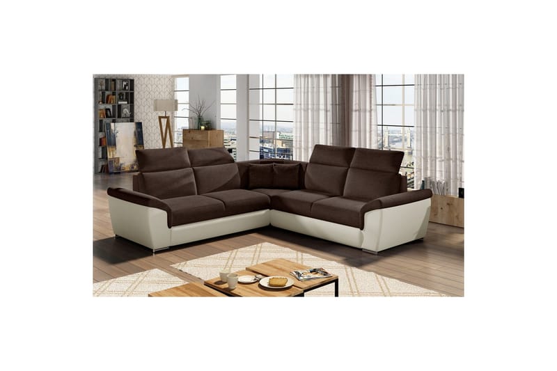 Hörnsoffa Eltap Federico 266x102x266 cm - Sawana 26, Soft 33, Brun, Universell - Möbler - Soffa - Skinnsoffor