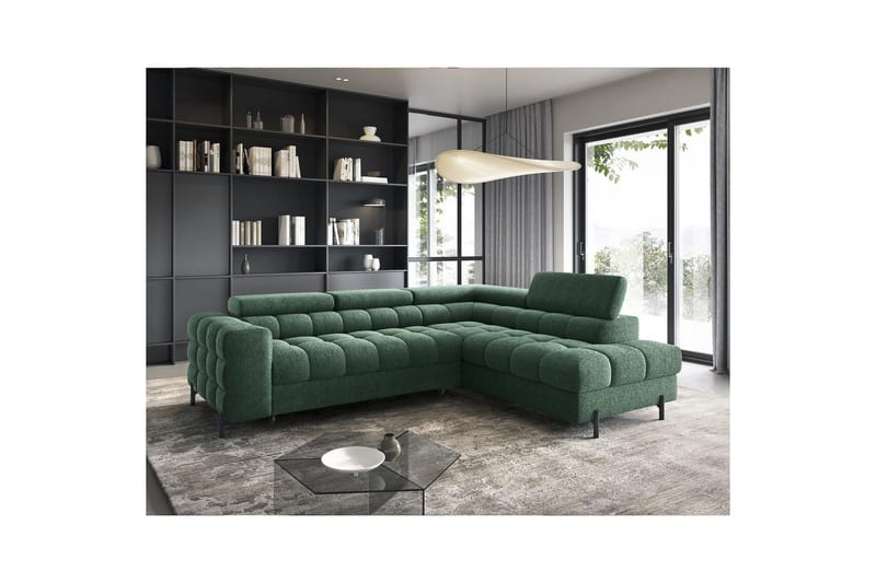 Hörnsoffa Eltap Ferucce 276x200x93 cm - Amore 35, Mörkgrön, Höger - Möbler - Soffa - Bäddsoffa