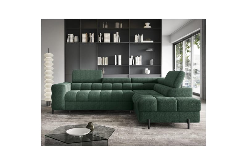 Hörnsoffa Eltap Ferucce 276x200x93 cm - Amore 35, Mörkgrön, Höger - Möbler - Soffa - Bäddsoffa