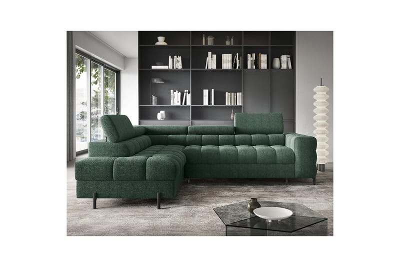 Hörnsoffa Eltap Ferucce 276x200x93 cm - Amore 35, Mörkgrön, Vänster - Möbler - Soffa - Bäddsoffa