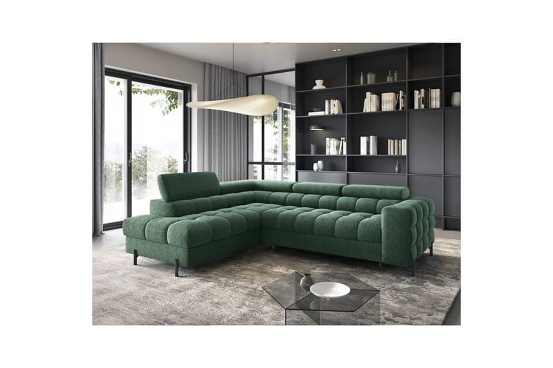 Hörnsoffa Eltap Ferucce 276x200x93 cm - Amore 35, Mörkgrön, Vänster - Möbler - Soffa - Bäddsoffa