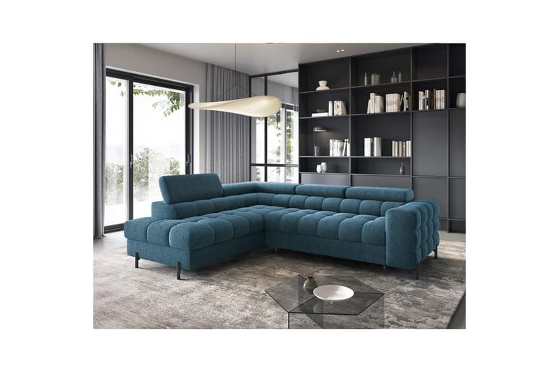Hörnsoffa Eltap Ferucce 276x200x93 cm - Amore 40, Mörkblå, V änster - Möbler - Soffa - Bäddsoffa