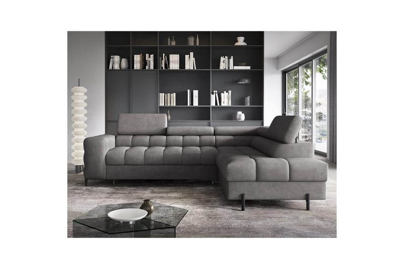 Hörnsoffa Eltap Ferucce 276x200x93 cm - Aura 04, Grå, Höger - Möbler - Soffa - Bäddsoffa