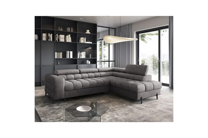 Hörnsoffa Eltap Ferucce 276x200x93 cm - Aura 04, Grå, Höger - Möbler - Soffa - Bäddsoffa