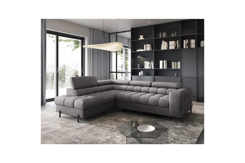 Hörnsoffa Eltap Ferucce 276x200x93 cm - Aura 04, Grå, Vänster - Möbler - Soffa - Bäddsoffa