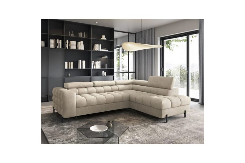 Hörnsoffa Eltap Ferucce 276x200x93 cm - Aura 18, Beige, Höger - Möbler - Soffa - Bäddsoffa