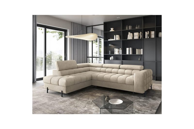 Hörnsoffa Eltap Ferucce 276x200x93 cm - Aura 18, Beige, Vänster - Möbler - Soffa - Bäddsoffa