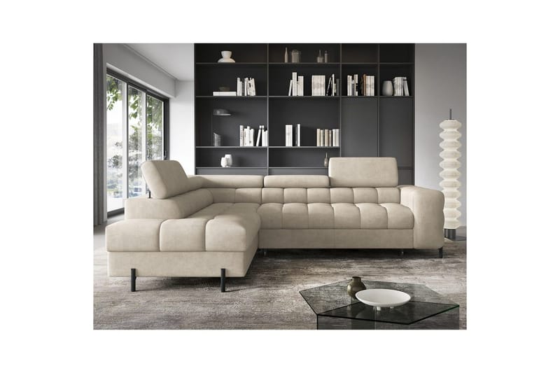 Hörnsoffa Eltap Ferucce 276x200x93 cm - Aura 18, Beige, Vänster - Möbler - Soffa - Bäddsoffa