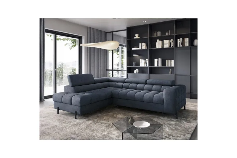 Hörnsoffa Eltap Ferucce 276x200x93 cm - Aura 40, Mörkblå, Vänster - Möbler - Soffa - Bäddsoffa