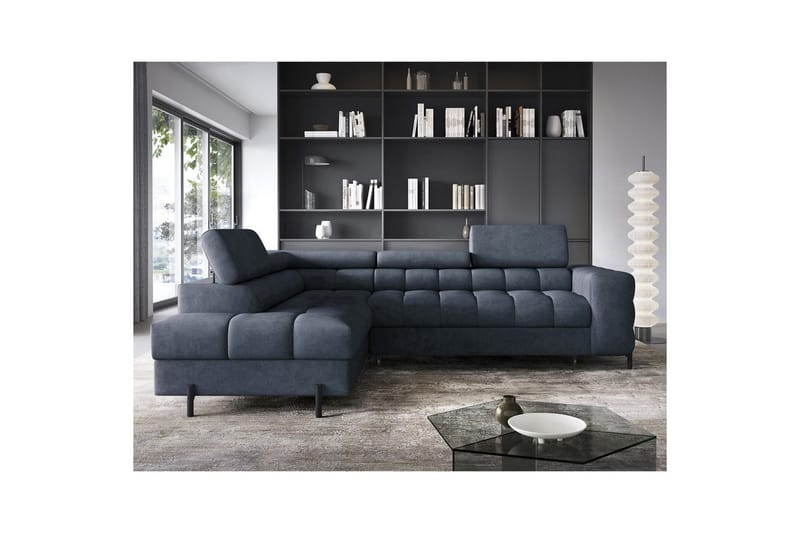 Hörnsoffa Eltap Ferucce 276x200x93 cm - Aura 40, Mörkblå, Vänster - Möbler - Soffa - Bäddsoffa