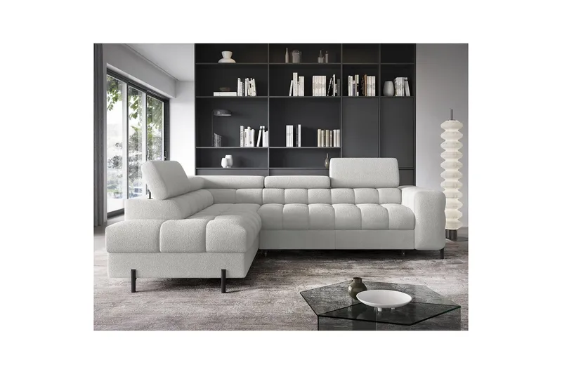 Hörnsoffa Eltap Ferucce 276x200x93 cm - Royal 03, Ljusgrå, Vänster - Möbler - Soffa - Bäddsoffa