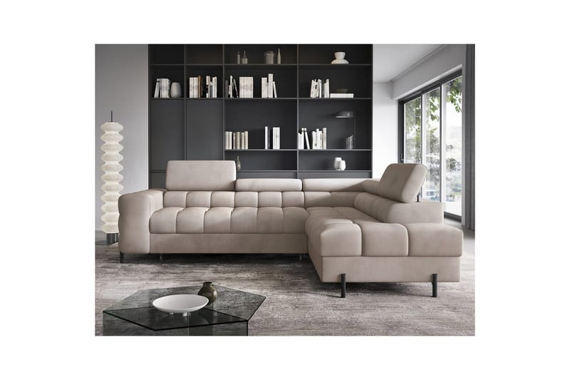 Hörnsoffa Eltap Ferucce 276x200x93 cm - Paros 02, Beige, Höger - Möbler - Soffa - Bäddsoffa