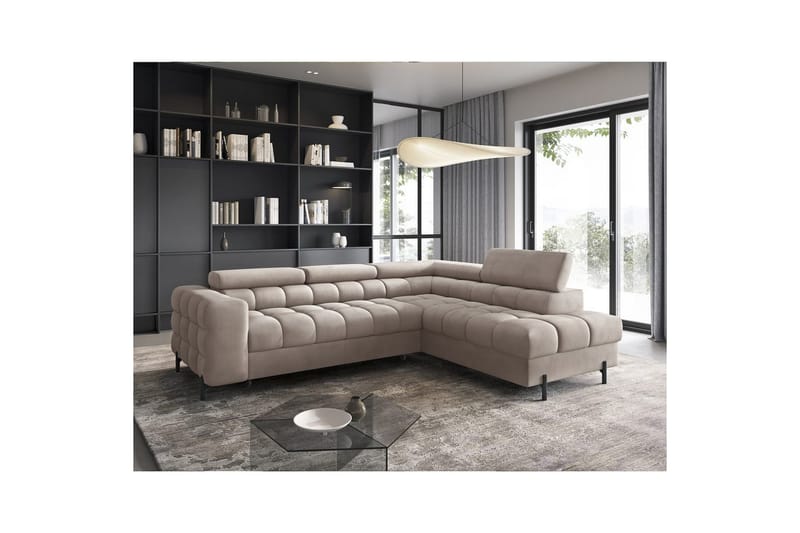 Hörnsoffa Eltap Ferucce 276x200x93 cm - Paros 02, Beige, Höger - Möbler - Soffa - Bäddsoffa