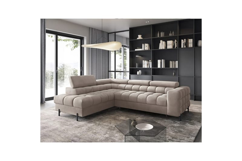 Hörnsoffa Eltap Ferucce 276x200x93 cm - Paros 02, Beige, Vänster - Möbler - Soffa - Bäddsoffa