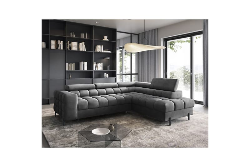 Hörnsoffa Eltap Ferucce 276x200x93 cm - Paros 06, Mörkgrå, Höger - Möbler - Soffa - Bäddsoffa