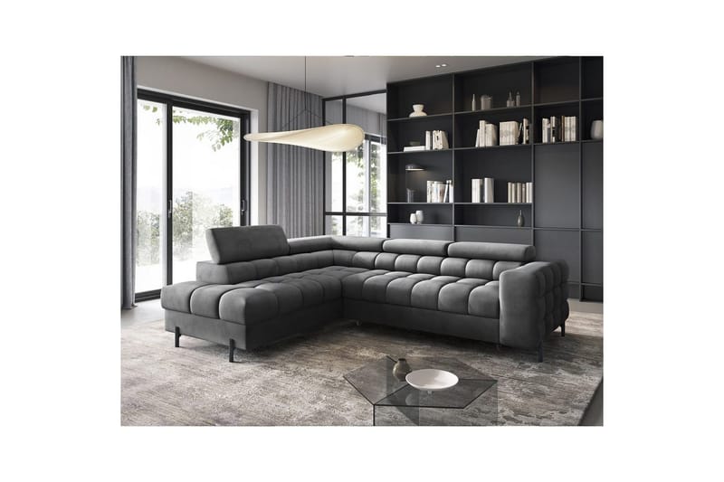 Hörnsoffa Eltap Ferucce 276x200x93 cm - Paros 06, Mörkgrå, Vänster - Möbler - Soffa - Bäddsoffa