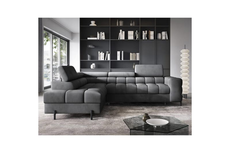 Hörnsoffa Eltap Ferucce 276x200x93 cm - Paros 06, Mörkgrå, Vänster - Möbler - Soffa - Bäddsoffa
