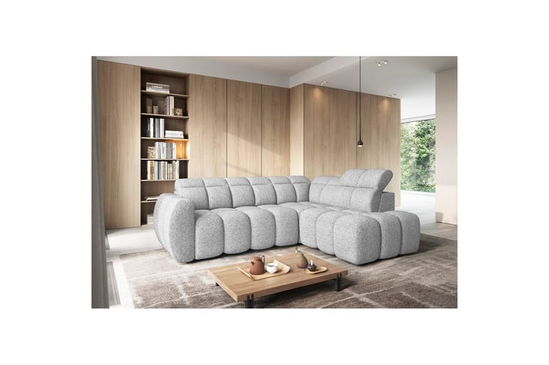 Hörnsoffa Eltap Flconn 258x208x107 cm - Korallin 01, Grå, Höger - Möbler - Soffa - Bäddsoffa